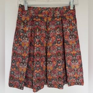 Maeve Rosia Metallic Brocade Flared Pleated Skirt- XS